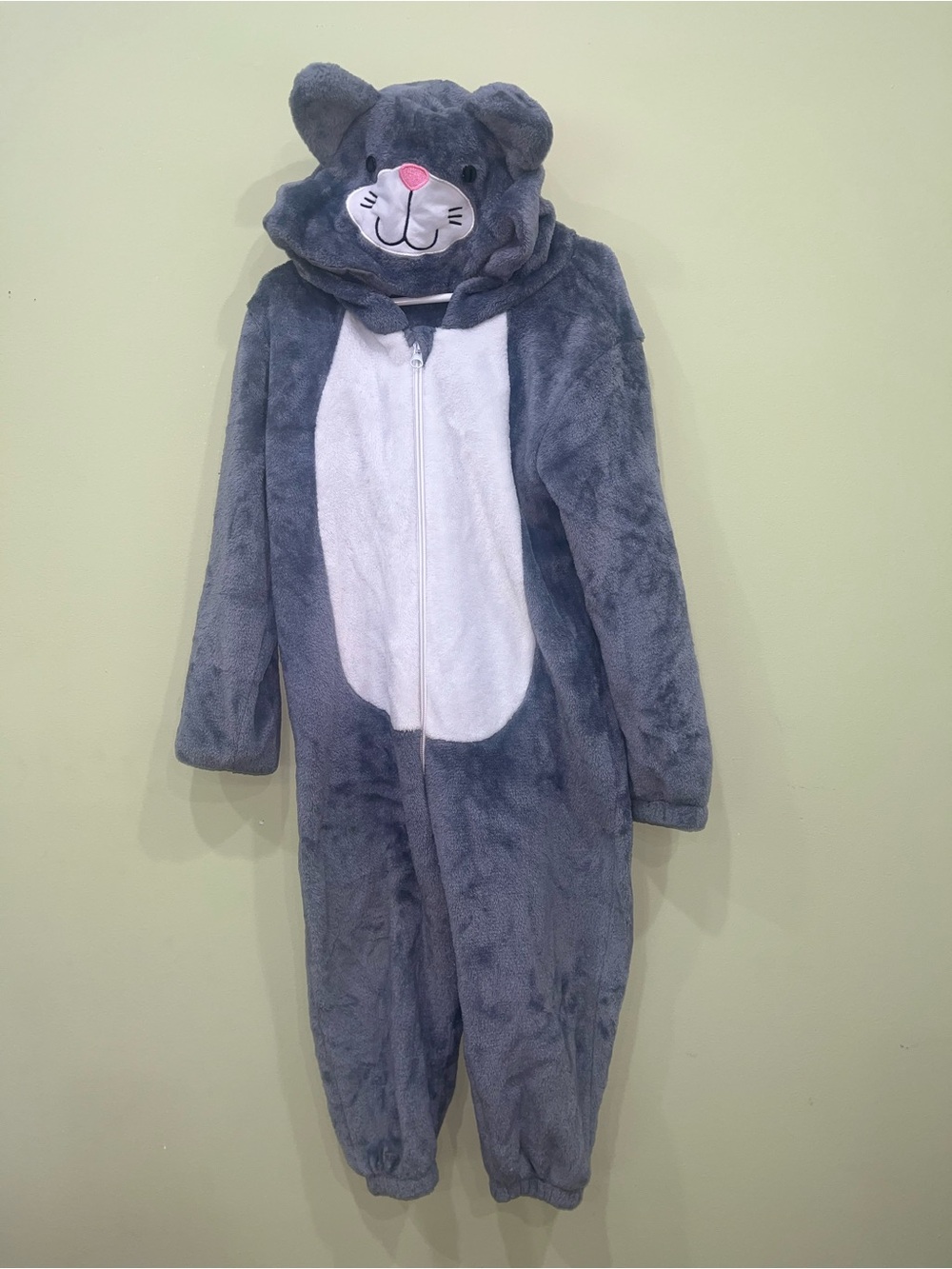 Gray Cat Halloween Costume Size 4 Hood Tail Zip Up